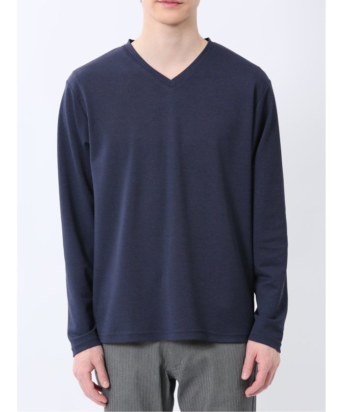 ノータベネ/NOTABENE メランジ鹿の子 Vネック長袖Tシャツ （グレー） メンズ Tシャツ カットソー カジュアル インナー トップス ギフト プレゼント グレー