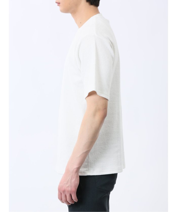 ジャガード クルーネック半袖Tシャツ （白） メンズ Tシャツ カットソー カジュアル インナー トップス ギフト プレゼント 白