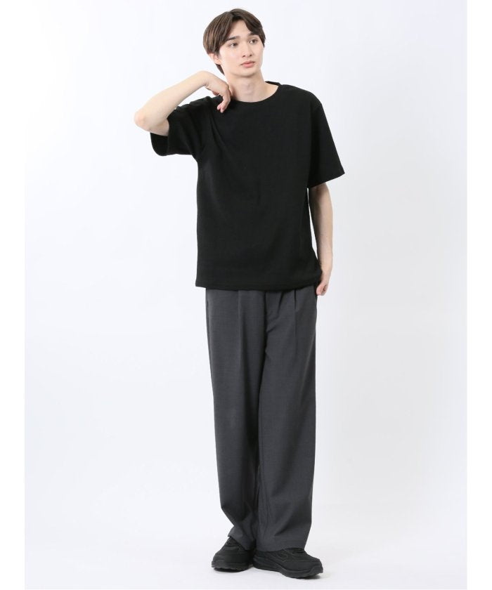 ジャガード クルーネック半袖Tシャツ （白） メンズ Tシャツ カットソー カジュアル インナー トップス ギフト プレゼント 白