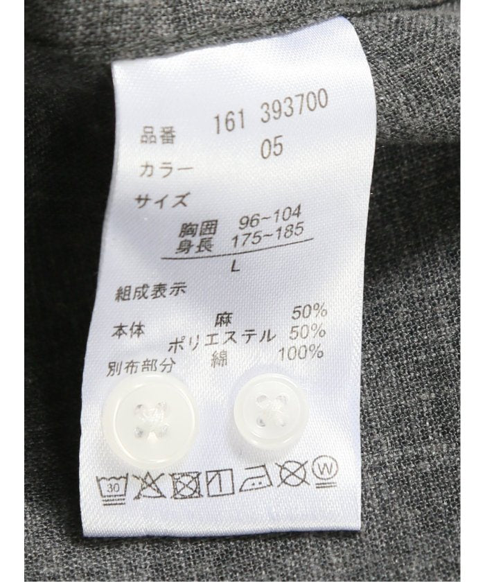 リネン混 レギュラーカラー7分袖シャツ （青） メンズ シャツ カジュアル トップス インナー 半袖 5分袖 ギフト プレゼント ライトアウター カーディガン アウター 青
