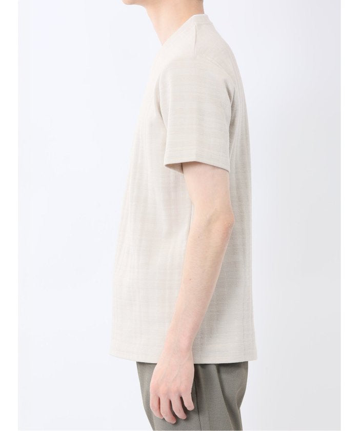 シャドーチェック Vネック半袖Tシャツ （青） メンズ Tシャツ カットソー カジュアル インナー トップス ギフト プレゼント 青