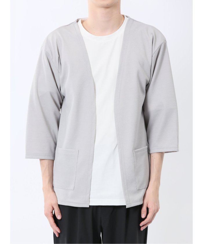 カウラ/Kaule 7分袖カーディガン&半袖Tシャツ アンサンブル （グレー） メンズ シャツ カジュアル トップス インナー ギフト プレゼント ライトアウター カーディガン アウター グレー