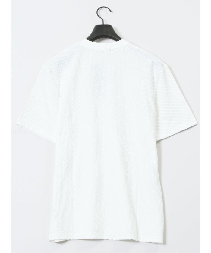 バイヤスジャガード Vネック半袖Tシャツ （アイボリー） メンズ Tシャツ カットソー カジュアル インナー トップス ギフト プレゼント アイボリー