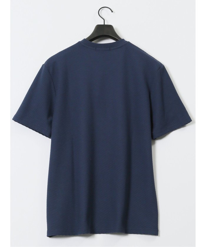 バイヤスジャガード Vネック半袖Tシャツ （アイボリー） メンズ Tシャツ カットソー カジュアル インナー トップス ギフト プレゼント アイボリー