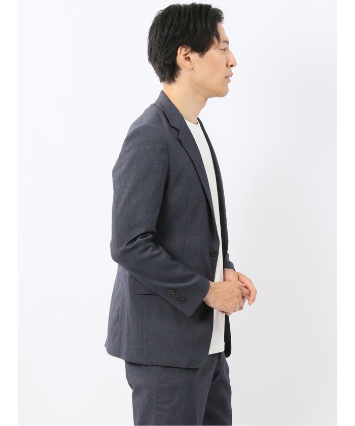 エムエフエディトリアル m.f.editorial クロスストレッチ スリムフィット 2ボタンジャケット デニム調紺(セットアップ可能) （紺） 紺