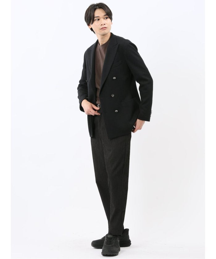 エムエフエディトリアル m.f.editorial ストレッチ サーマルニット ブレザー ダブルジャケット （黒） 黒