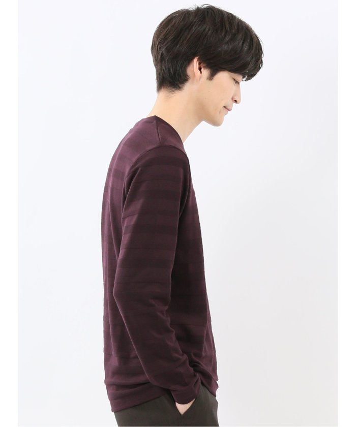 エムエフエディトリアル m.f.editorial リンクスボーダージャガード クルーネック長袖Tシャツ （ワイン） ワイン