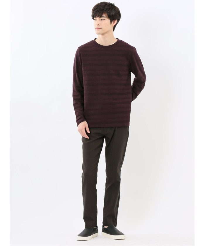 エムエフエディトリアル m.f.editorial リンクスボーダージャガード クルーネック長袖Tシャツ （ワイン） ワイン