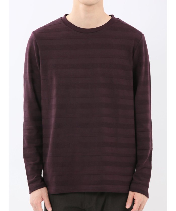 エムエフエディトリアル m.f.editorial リンクスボーダージャガード クルーネック長袖Tシャツ （ワイン） ワイン