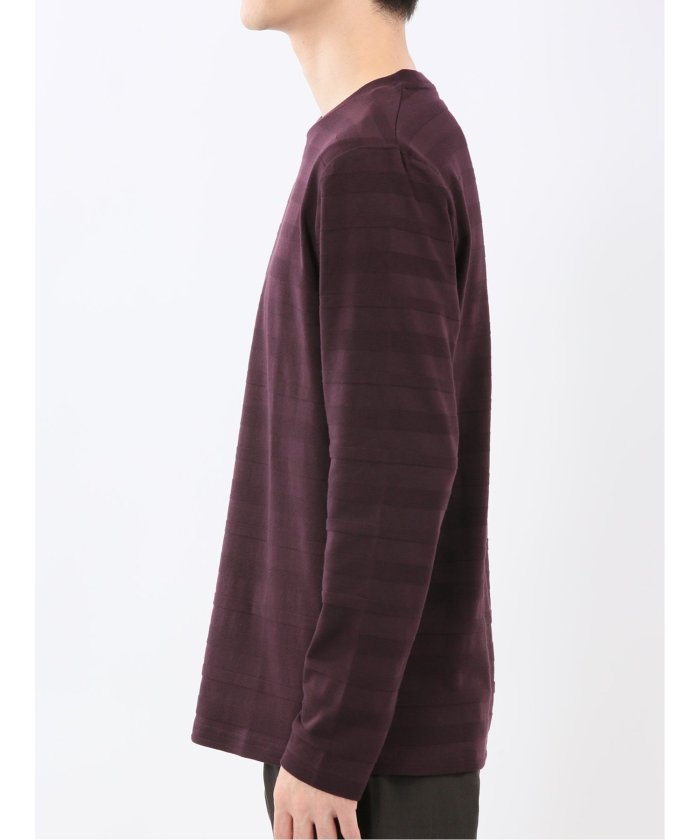 エムエフエディトリアル m.f.editorial リンクスボーダージャガード クルーネック長袖Tシャツ （ワイン） ワイン