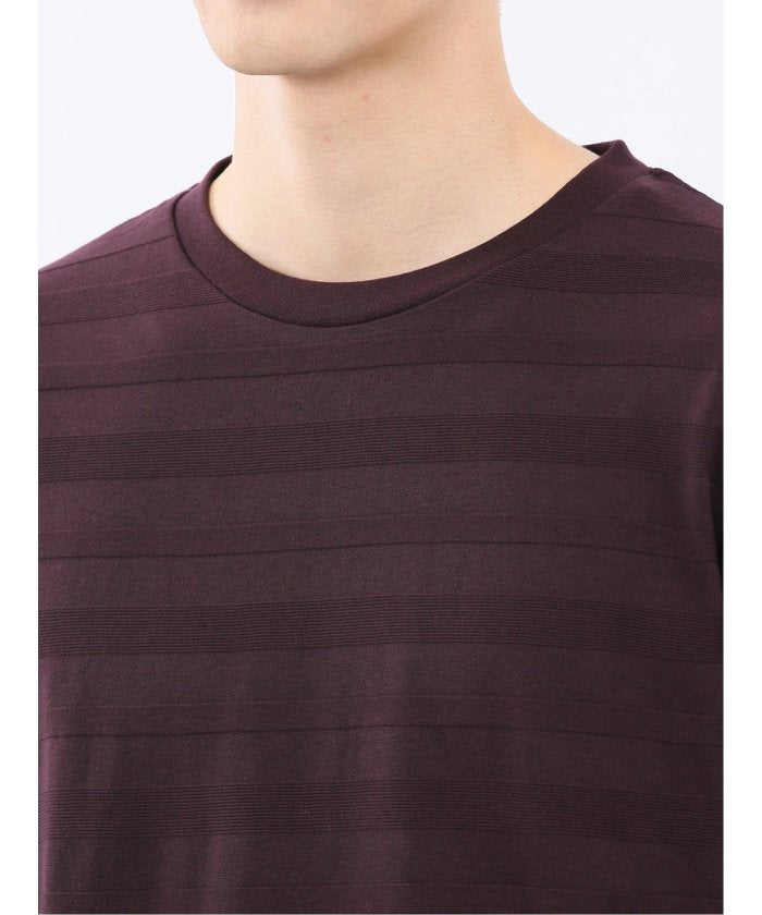 エムエフエディトリアル m.f.editorial リンクスボーダージャガード クルーネック長袖Tシャツ （ワイン） ワイン