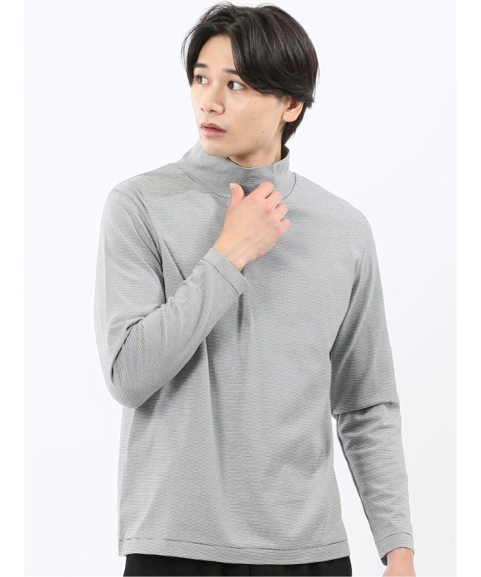 エムエフエディトリアル m.f.editorial 【DRESS T-SHIRT】シルケットスムス ハイネック 長袖Tシャツ （白黒） 白黒