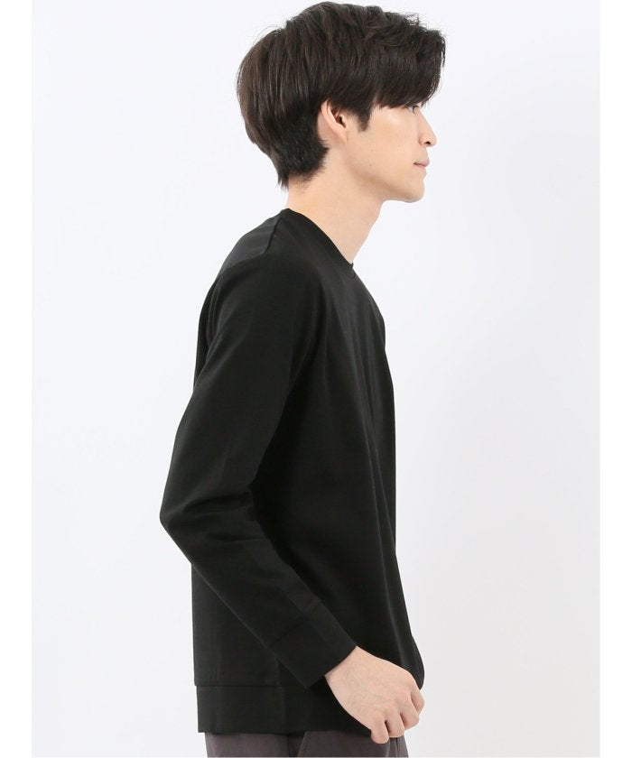 エムエフエディトリアル m.f.editorial 【DRESS T-SHIRT】シルケットスムス スロープネック 長袖Tシャツ （黒） 黒