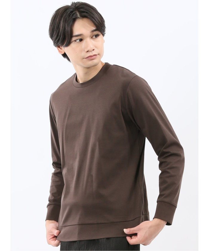 エムエフエディトリアル m.f.editorial 【DRESS T-SHIRT】シルケットスムス スロープネック 長袖Tシャツ （茶） 茶