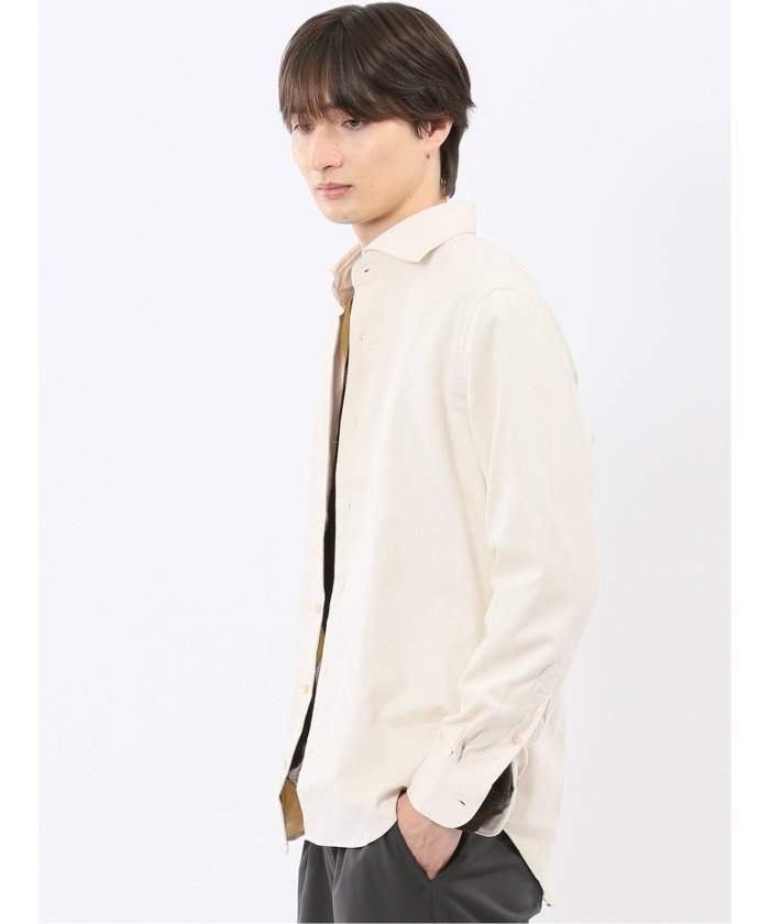 起毛 カッタウェイ長袖シャツ （茶） 茶