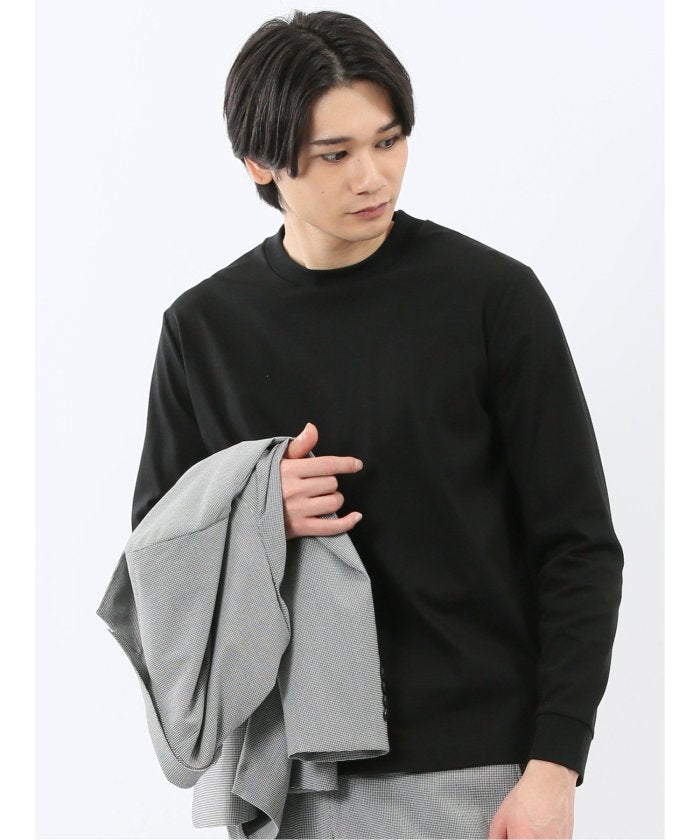 エムエフエディトリアル m.f.editorial 【DRESS T-SHIRT】シルケットスムス スロープネック 長袖Tシャツ （黒） 黒