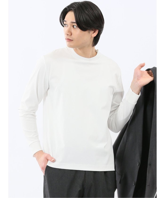 エムエフエディトリアル m.f.editorial 【DRESS T-SHIRT】シルケットスムス スロープネック 長袖Tシャツ （白） 白