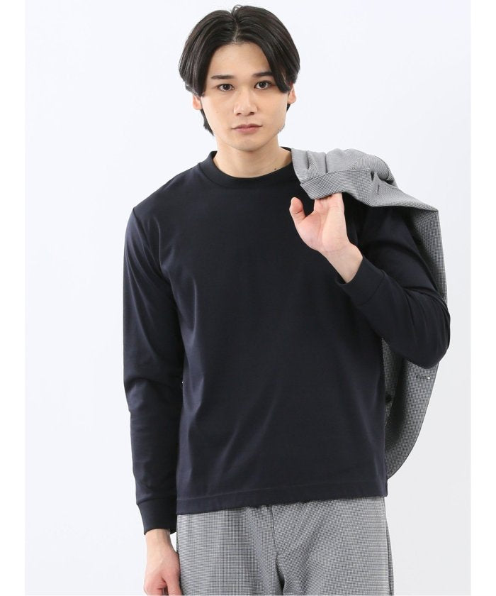 エムエフエディトリアル m.f.editorial 【DRESS T-SHIRT】シルケットスムス スロープネック 長袖Tシャツ （紺） 紺
