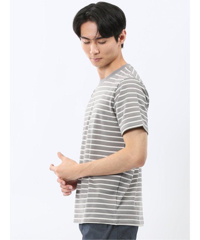 エムエフエディトリアル m.f.editorial ストレッチ ボーダー クルーネック 半袖 Tシャツ （グレー） グレー
