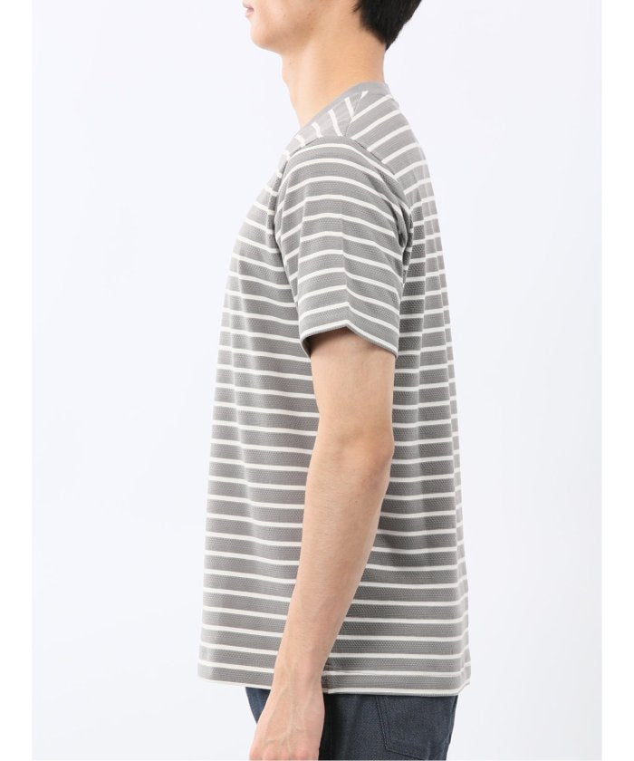 エムエフエディトリアル m.f.editorial ストレッチ ボーダー クルーネック 半袖 Tシャツ （グレー） グレー