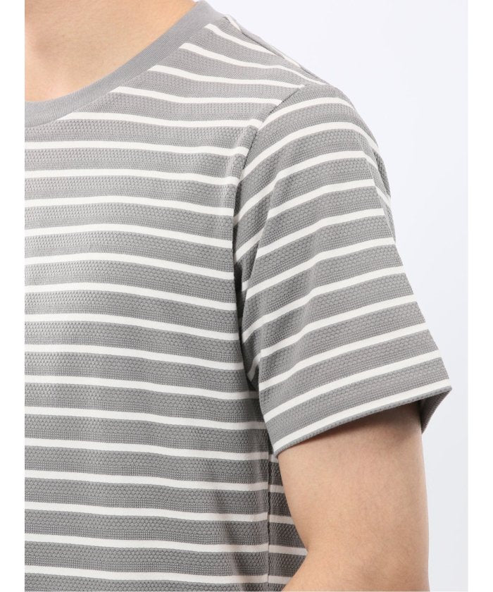 エムエフエディトリアル m.f.editorial ストレッチ ボーダー クルーネック 半袖 Tシャツ （グレー） グレー
