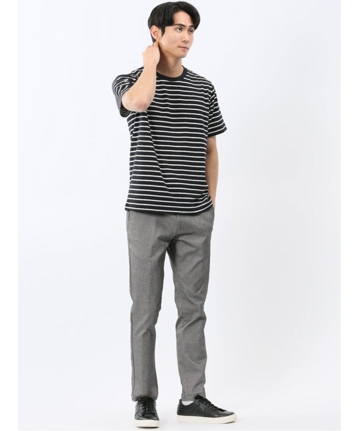 エムエフエディトリアル m.f.editorial ストレッチ ボーダー クルーネック 半袖 Tシャツ （グレー） グレー