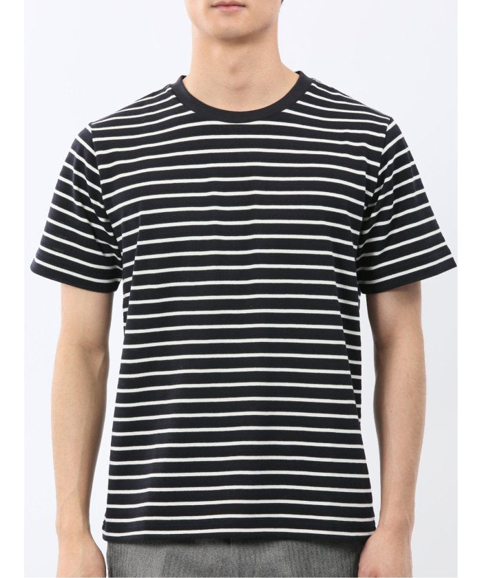 エムエフエディトリアル m.f.editorial ストレッチ ボーダー クルーネック 半袖 Tシャツ （グレー） グレー