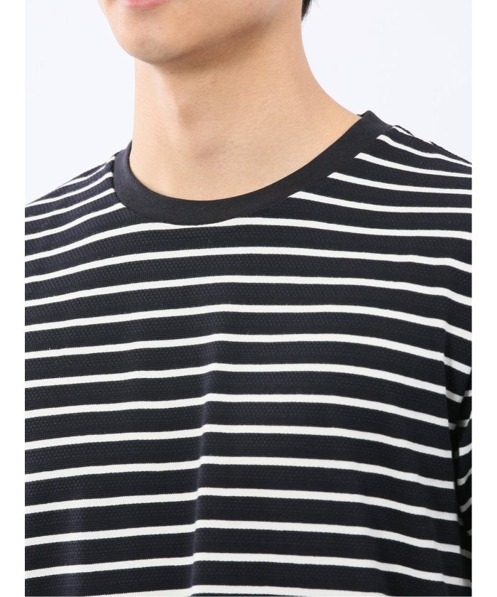 エムエフエディトリアル m.f.editorial ストレッチ ボーダー クルーネック 半袖 Tシャツ （グレー） グレー