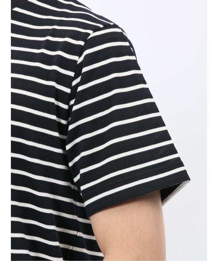 エムエフエディトリアル m.f.editorial ストレッチ ボーダー クルーネック 半袖 Tシャツ （グレー） グレー