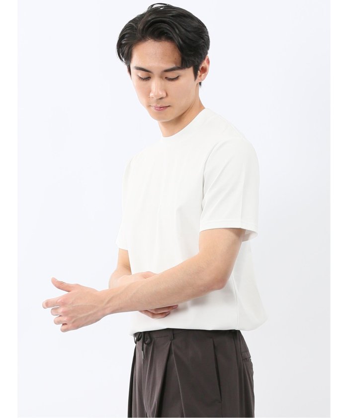 エムエフエディトリアル m.f.editorial 【DRESS T-SHIRT】シルケットスムス スロープネック 半袖Tシャツ （白） 白
