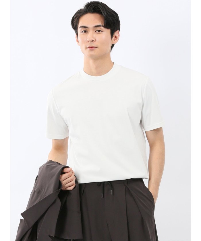 エムエフエディトリアル m.f.editorial 【DRESS T-SHIRT】シルケットスムス スロープネック 半袖Tシャツ （白） 白
