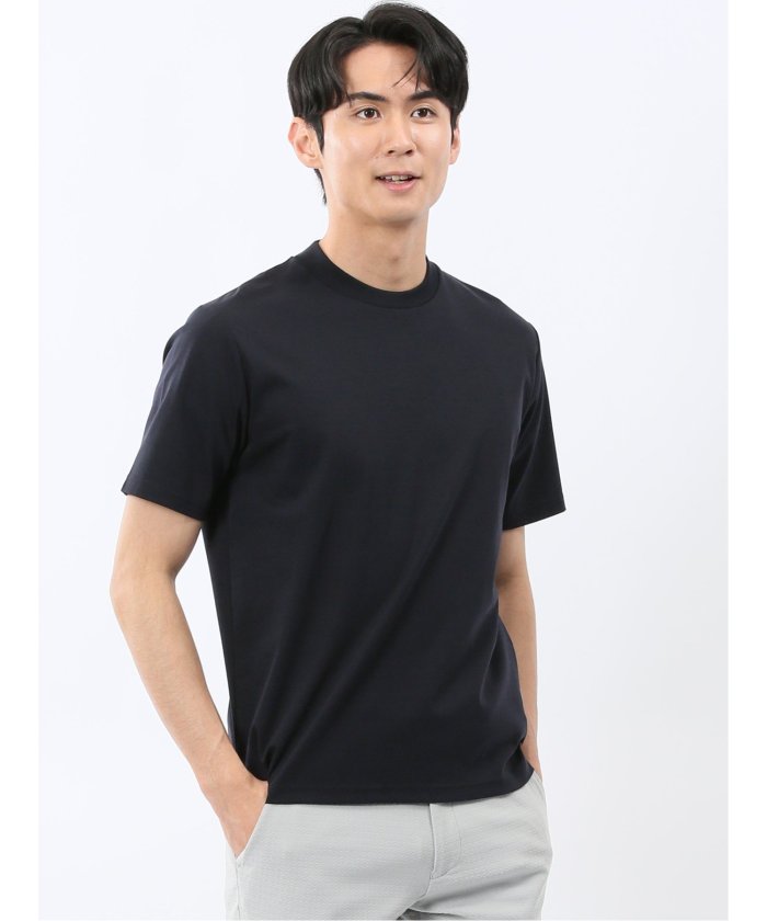 エムエフエディトリアル m.f.editorial 【DRESS T-SHIRT】シルケットスムス スロープネック 半袖Tシャツ （紺） 紺