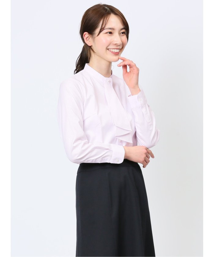 エムエフエディトリアル m.f.editorial 透け防止 形態安定 ボウタイ脱着 長袖シャツ 長袖 レディース シャツ カットソー トップス ブラウス カジュアル インナー ビジネス ギフト プレゼント （ピンク） ピンク