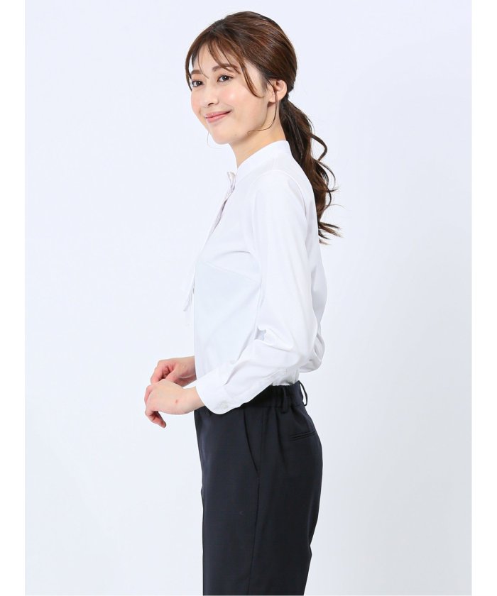 エムエフエディトリアル m.f.editorial 透け防止 形態安定 ボウタイ脱着 長袖シャツ 長袖 レディース シャツ カットソー トップス ブラウス カジュアル インナー ビジネス ギフト プレゼント （ピンク） ピンク