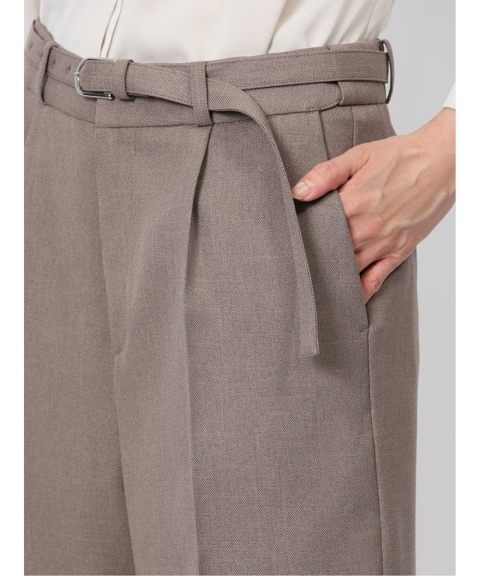 シャークスキン カラーレスジャケット＋セミワイドパンツ ベージュ