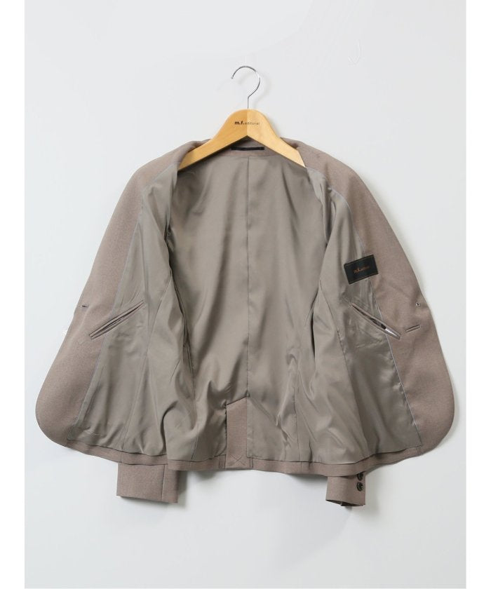 シャークスキン カラーレスジャケット＋セミワイドパンツ ベージュ