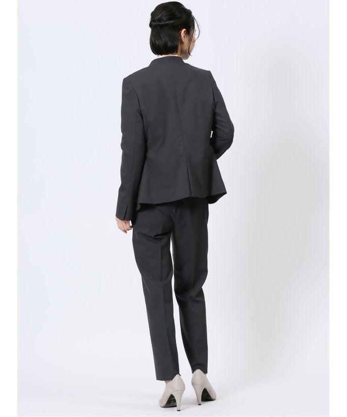 エムエフエディトリアル m.f.editorial ストレッチウォッシャブル カラーレスジャケット＋テーパードパンツ メランジグレー （グレー） グレー