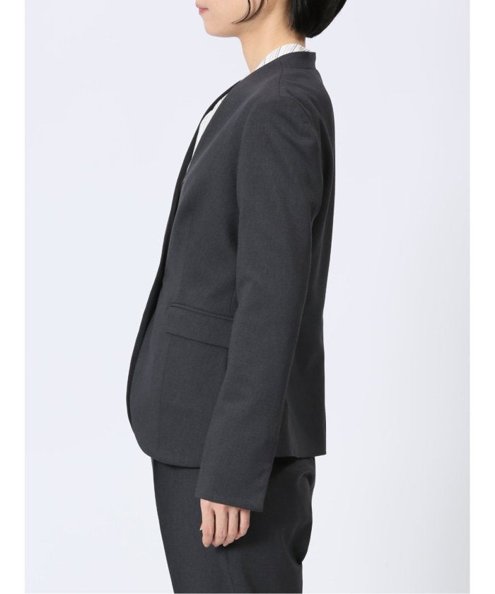 エムエフエディトリアル m.f.editorial ストレッチウォッシャブル カラーレスジャケット＋テーパードパンツ メランジグレー （グレー） グレー