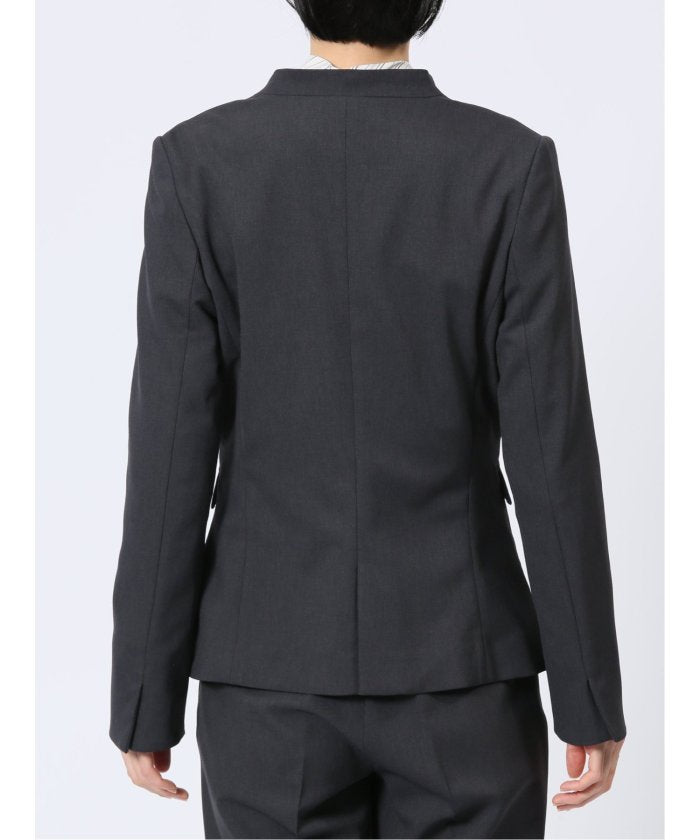 エムエフエディトリアル m.f.editorial ストレッチウォッシャブル カラーレスジャケット＋テーパードパンツ メランジグレー （グレー） グレー