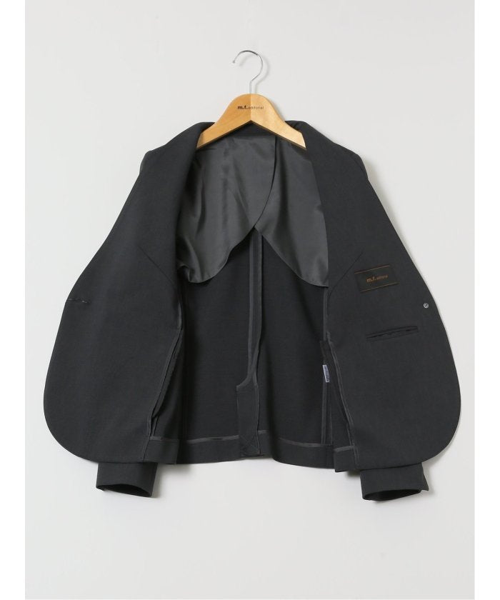 エムエフエディトリアル m.f.editorial ストレッチウォッシャブル カラーレスジャケット＋テーパードパンツ メランジグレー （グレー） グレー