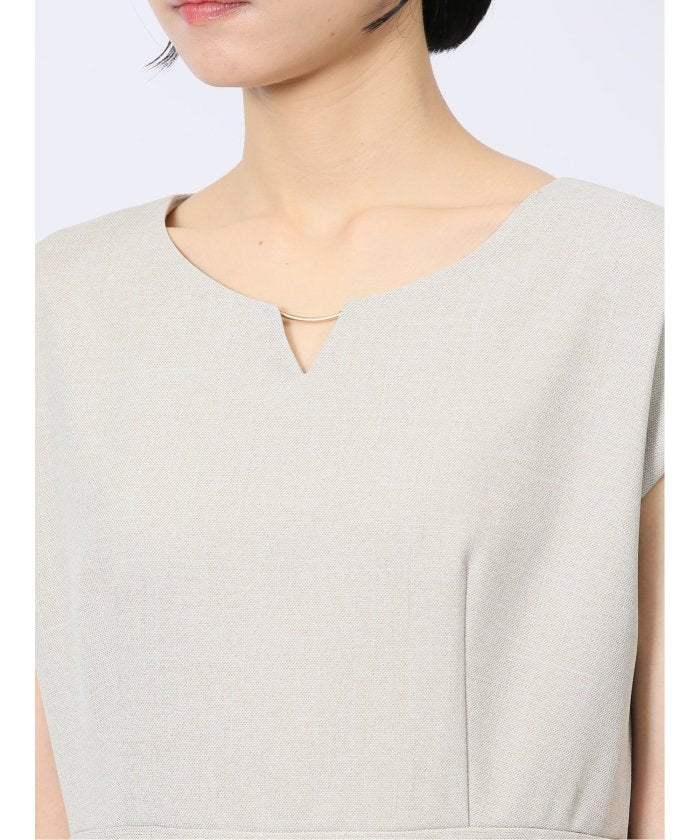 ストレッチウォッシャブル シャーク タックワンピース ベージュ(セットアップ可能) （ベージュ） ベージュ