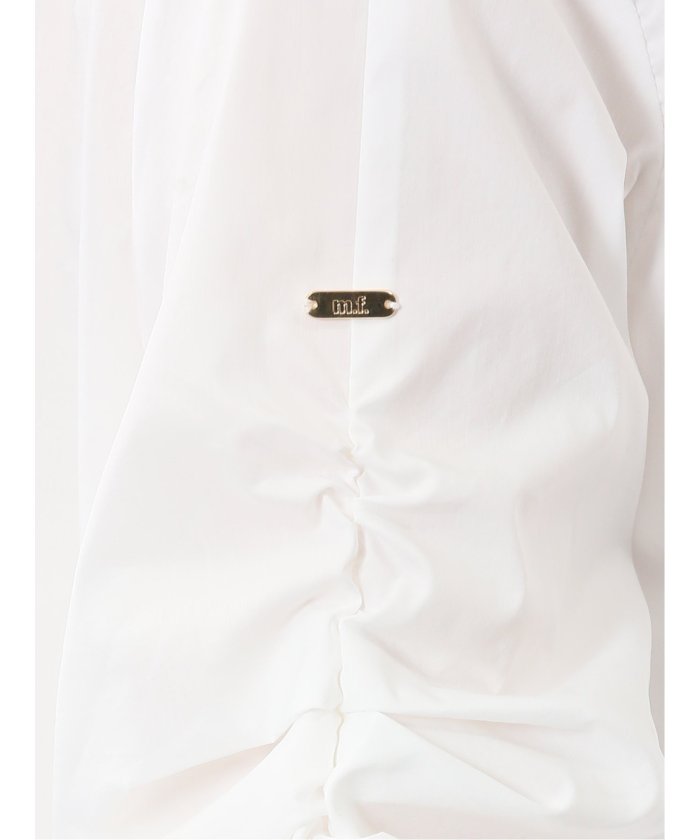 袖ギャザー Vネック プルオーバーブラウス （白） 半袖 レディース シャツ カットソー トップス ブラウス カジュアル インナー ビジネス ギフト プレゼント 白