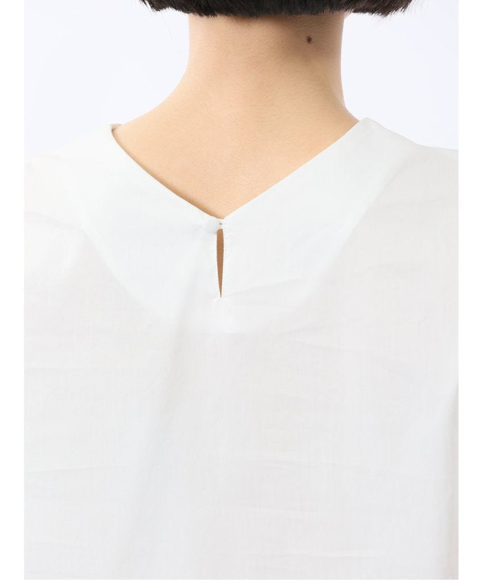 袖ギャザー Vネック プルオーバーブラウス （白） 半袖 レディース シャツ カットソー トップス ブラウス カジュアル インナー ビジネス ギフト プレゼント 白