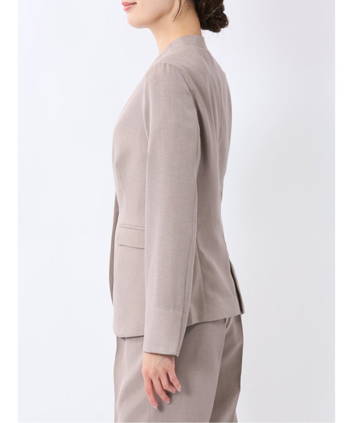 ストレッチウォッシャブル 1ボタン カラーレスジャケット ベージュ(セットアップ可能) （ベージュ） レディース セットアップ スーツ ジャケット ビジネス カジュアル 仕事 通勤 入学 卒業 ハレの日 ベージュ