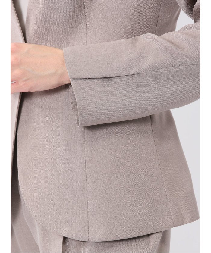 ストレッチウォッシャブル 1ボタン カラーレスジャケット ベージュ(セットアップ可能) （ベージュ） レディース セットアップ スーツ ジャケット ビジネス カジュアル 仕事 通勤 入学 卒業 ハレの日 ベージュ