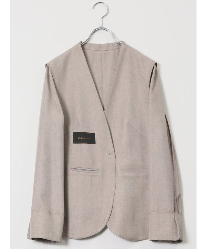 ストレッチウォッシャブル 1ボタン カラーレスジャケット ベージュ(セットアップ可能) （ベージュ） レディース セットアップ スーツ ジャケット ビジネス カジュアル 仕事 通勤 入学 卒業 ハレの日 ベージュ