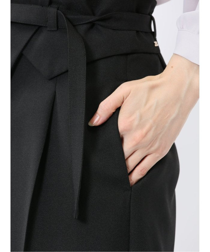 ウエストデザイン ワイドパンツ （グレー） 黒
