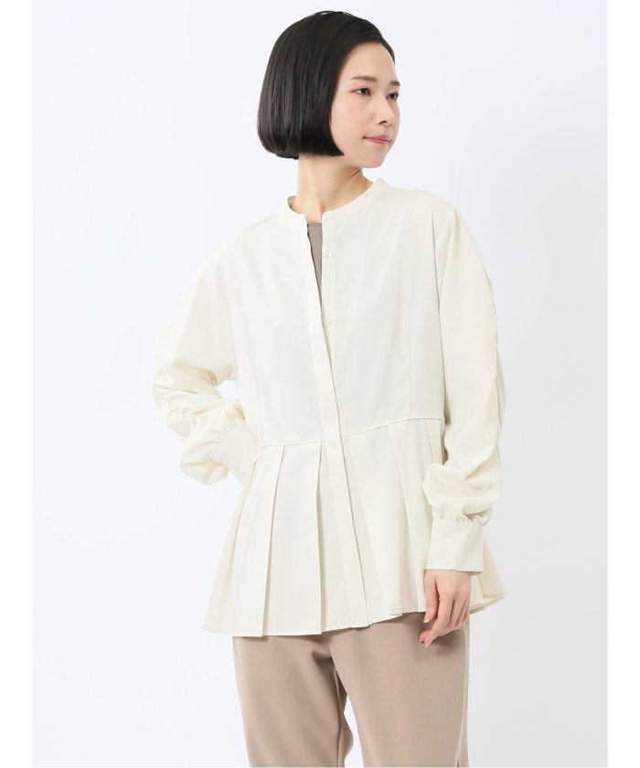 前後2WAY シャツワンピース （白） 長袖 レディース シャツ カットソー トップス ブラウス カジュアル インナー ビジネス ギフト プレゼント 白
