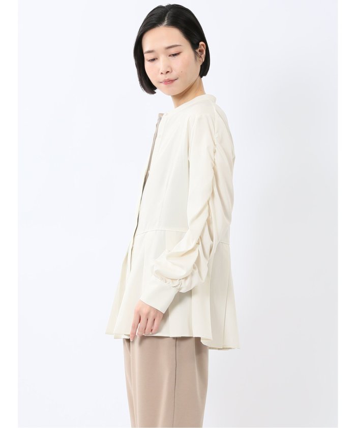 前後2WAY シャツワンピース （白） 長袖 レディース シャツ カットソー トップス ブラウス カジュアル インナー ビジネス ギフト プレゼント 白