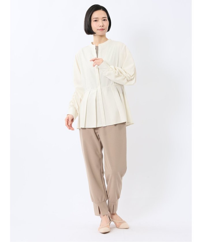 前後2WAY シャツワンピース （白） 長袖 レディース シャツ カットソー トップス ブラウス カジュアル インナー ビジネス ギフト プレゼント 白